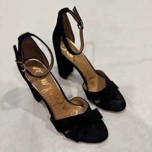 Sam Edelman Black Suede Heeled Sandals - Size 10